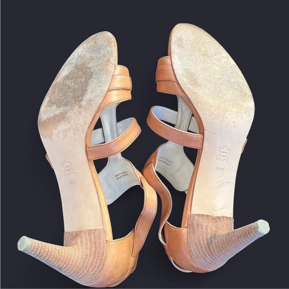 Via Spiga Hilda Cognac Alwather Tan Heels Size 8.5 - Picture 6 of 8